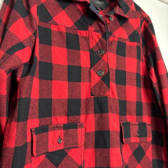 J Crew Black and Red Checkered Flannel Pullover Top Size Small - Picture 3 of 5